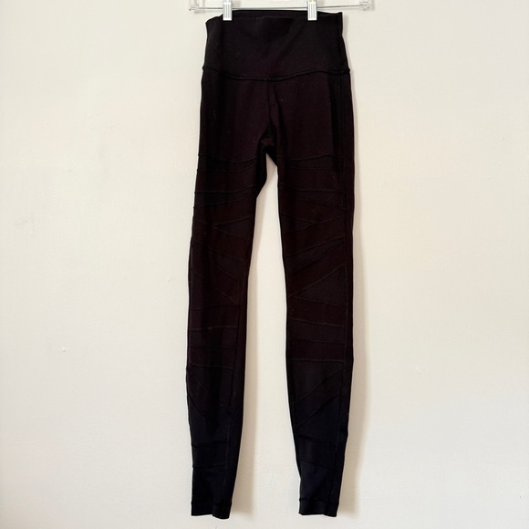 Lululemon Black High Rise Moto Panel Leggings Size 4 - Picture 2 of 5
